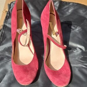Louise et Cie Burgundy Suede Mary Jane Heels